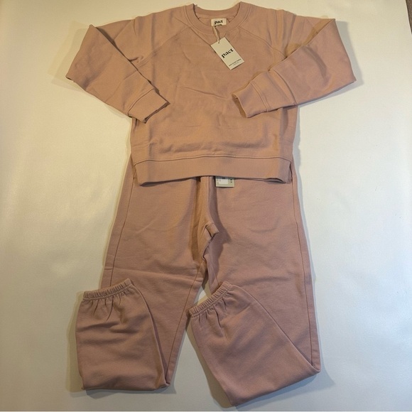 Pact Pants - NWT Pact 100% Organic Cotton Pale Mauve French Terry 2-Piece Lounge Sweatsuit